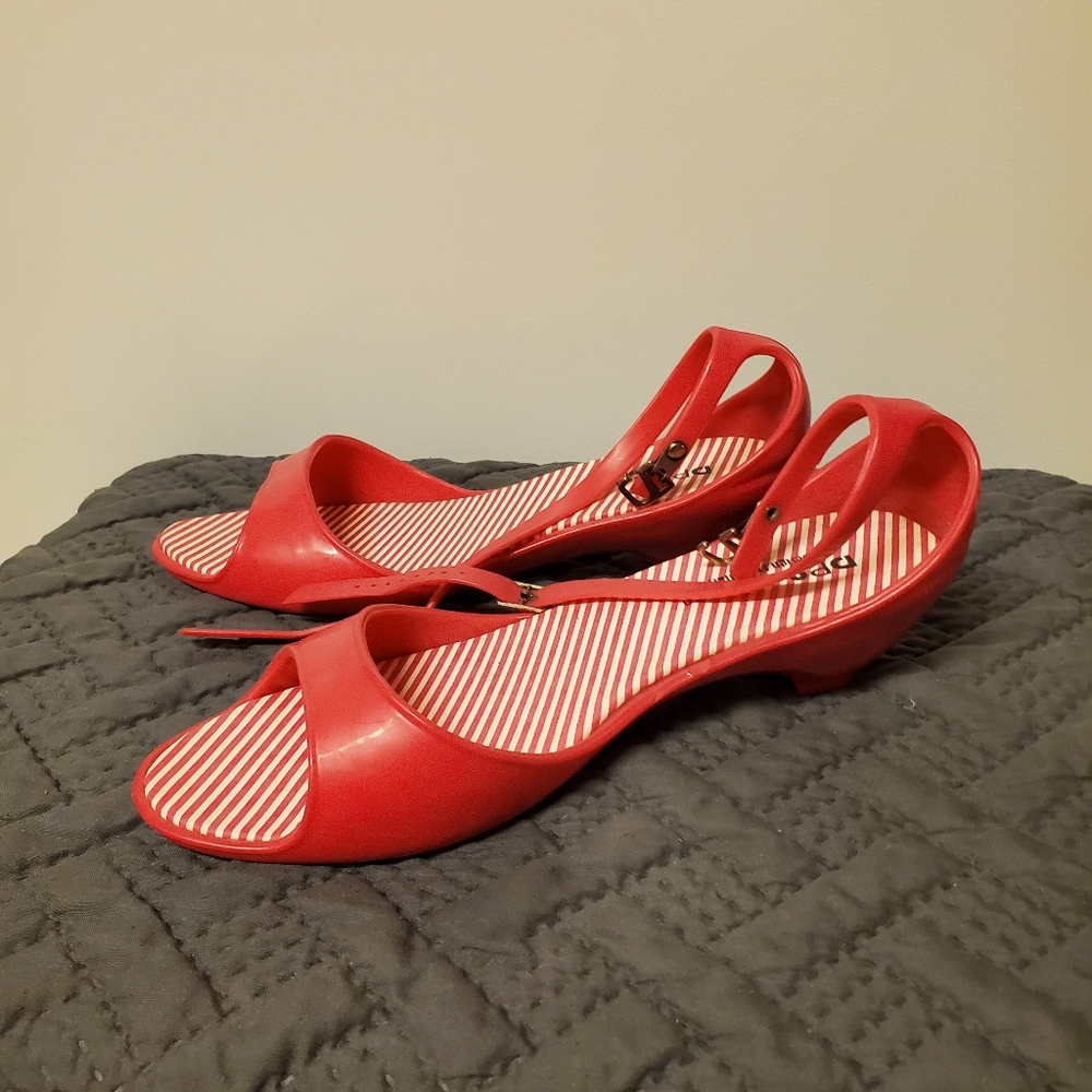 Hot pink jelly heels sz 7